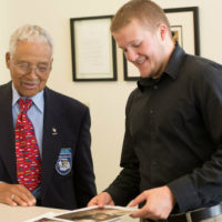 MFRI student intern greets Tuskegee Airman