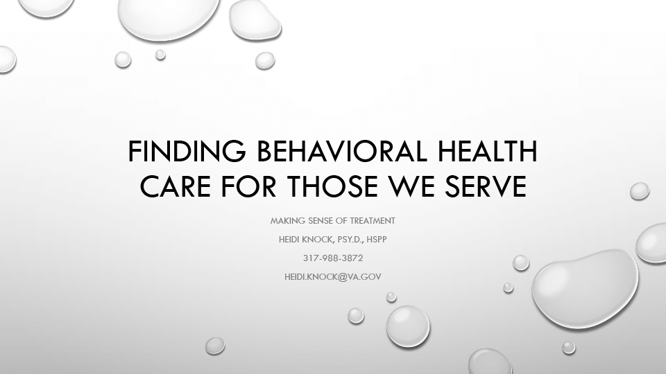 Finding behavioral health care for those we serve