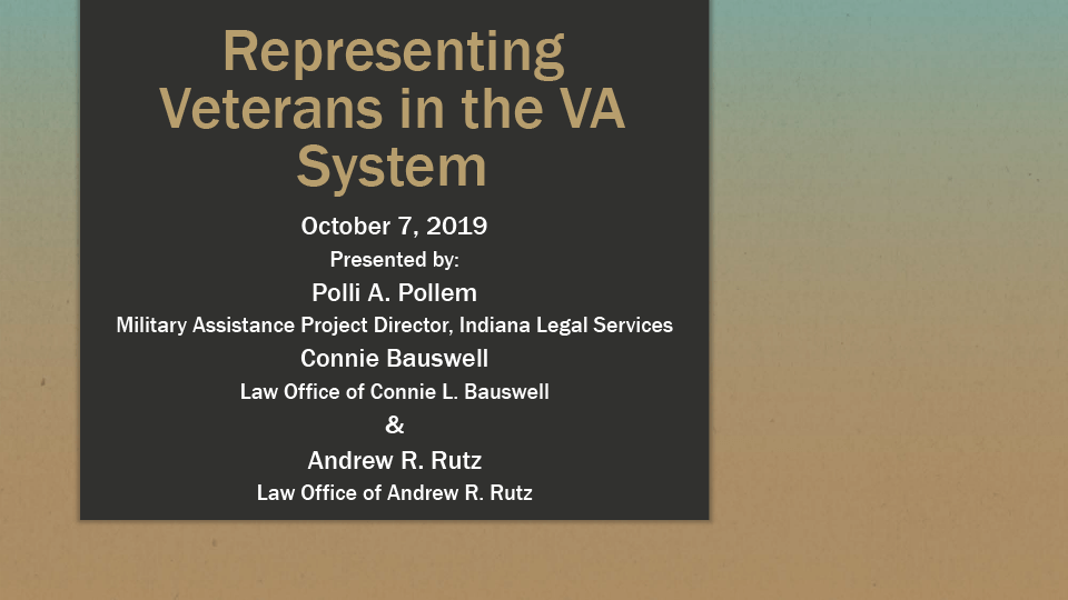 Representing veterans in the VA system