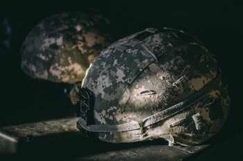 Camouflage kevlar helmet