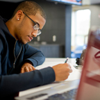 Male student studying